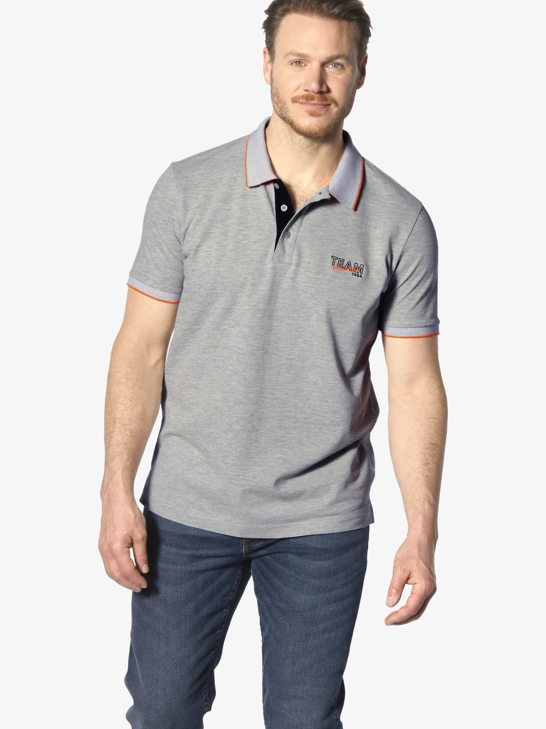 Jan Vanderstorm Herren Doppelpack Poloshirt - HARALDFRED in grau schwarz