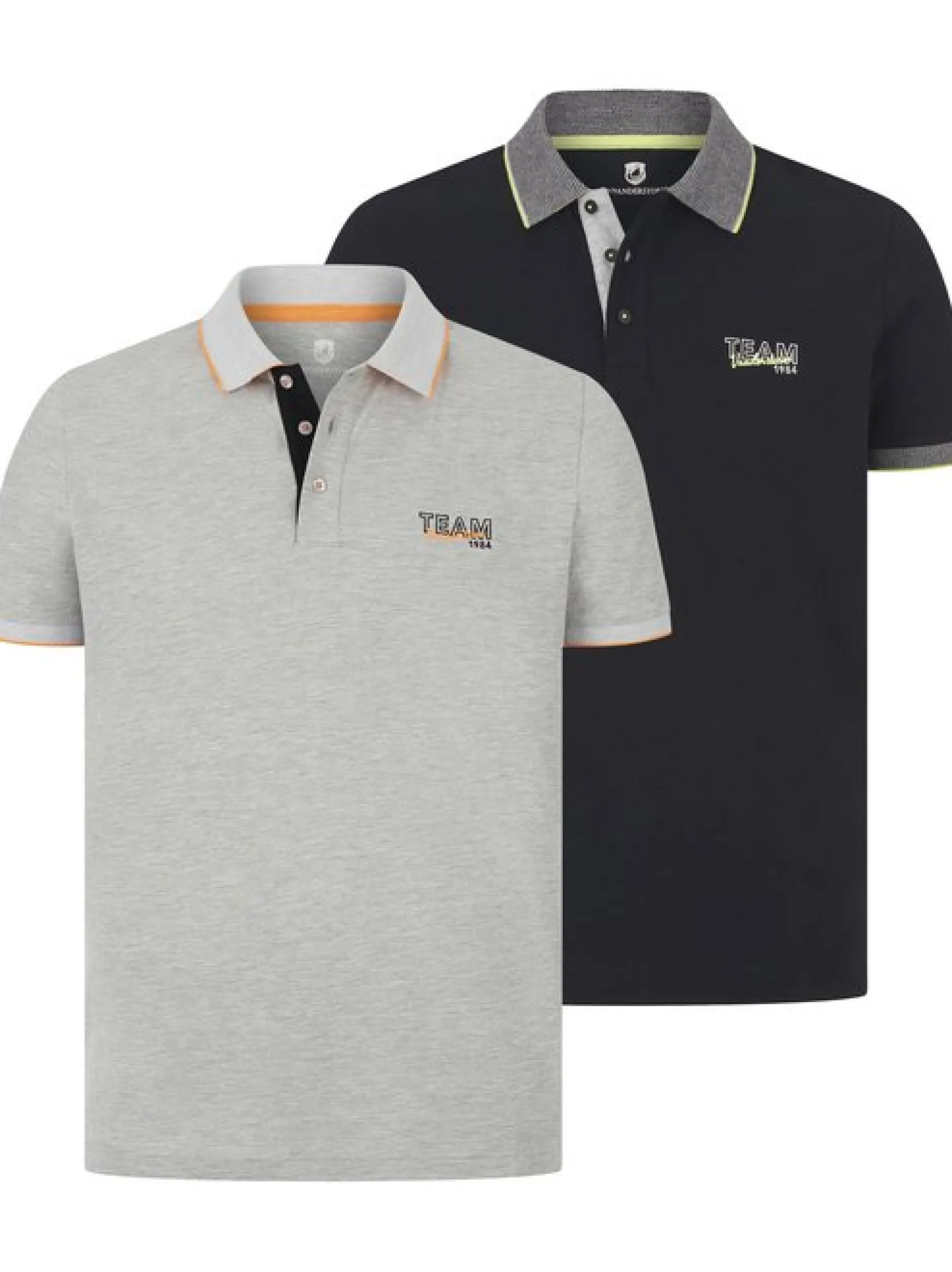 Jan Vanderstorm Herren Doppelpack Poloshirt - HARALDFRED in grau schwarz