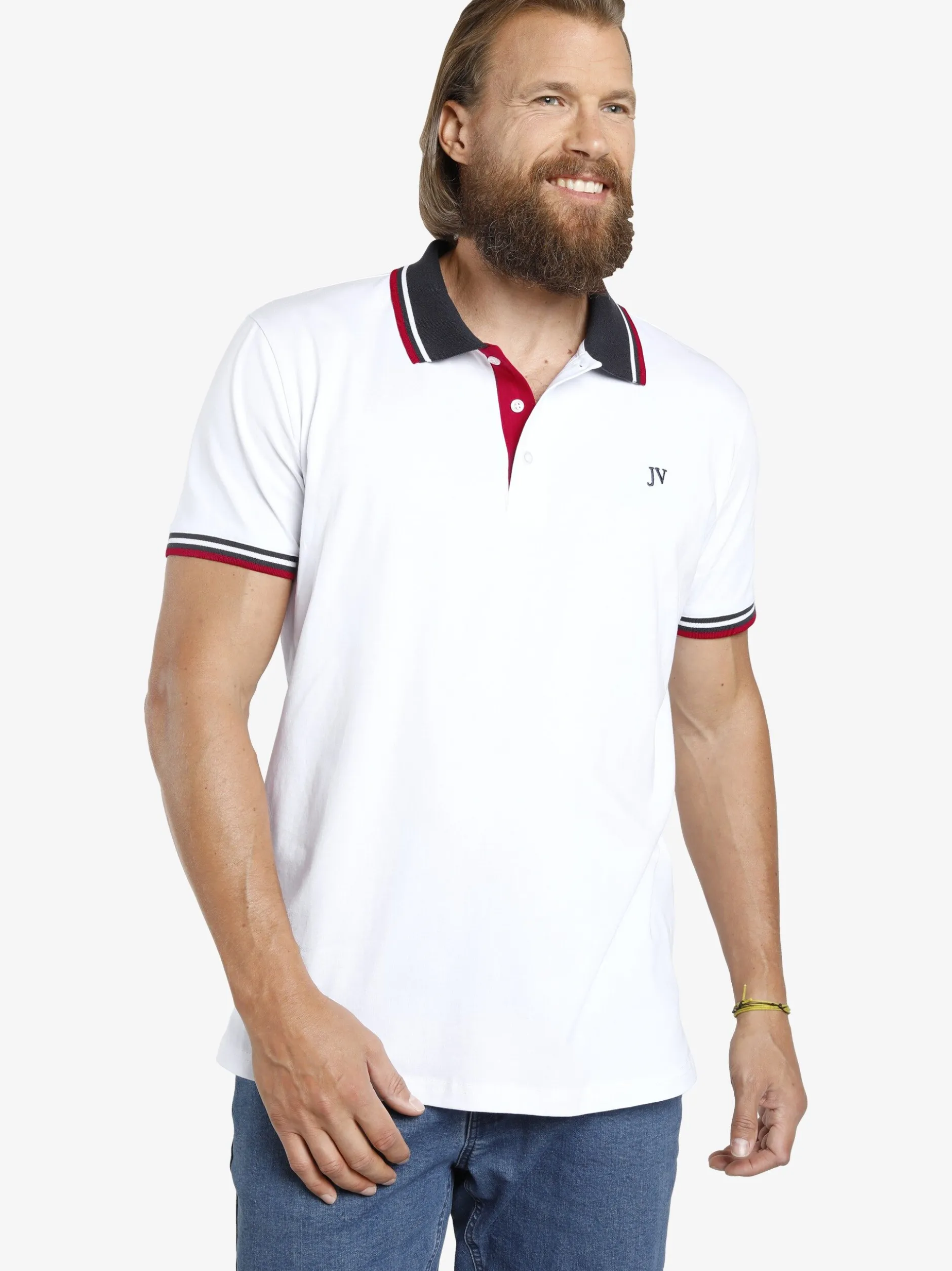 Jan Vanderstorm Herren Doppelpack Poloshirt - JOHAN in weiß blau