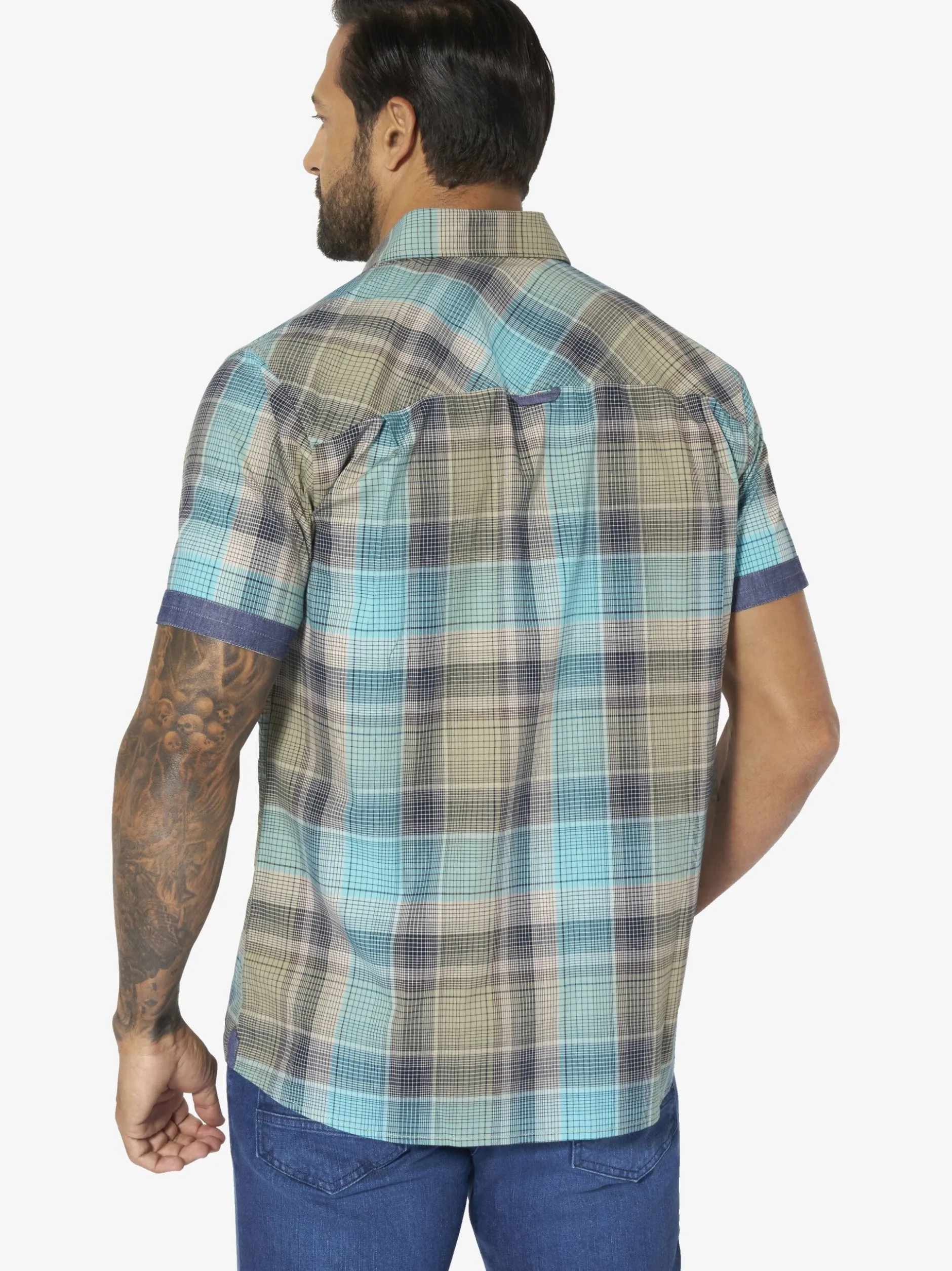 Jan Vanderstorm Herren Kurzarmhemd - KLENGT in beige blau