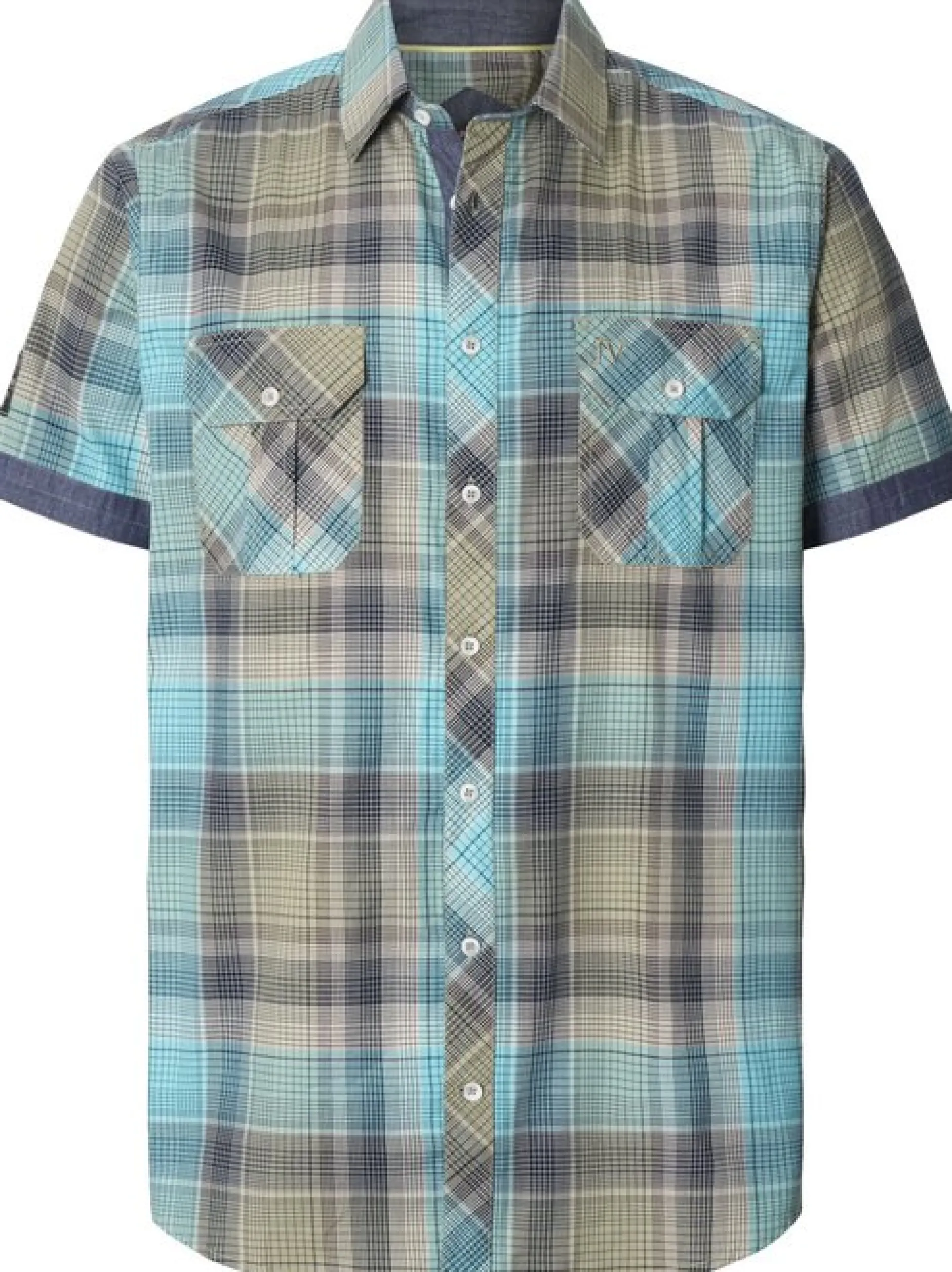 Jan Vanderstorm Herren Kurzarmhemd - KLENGT in beige blau