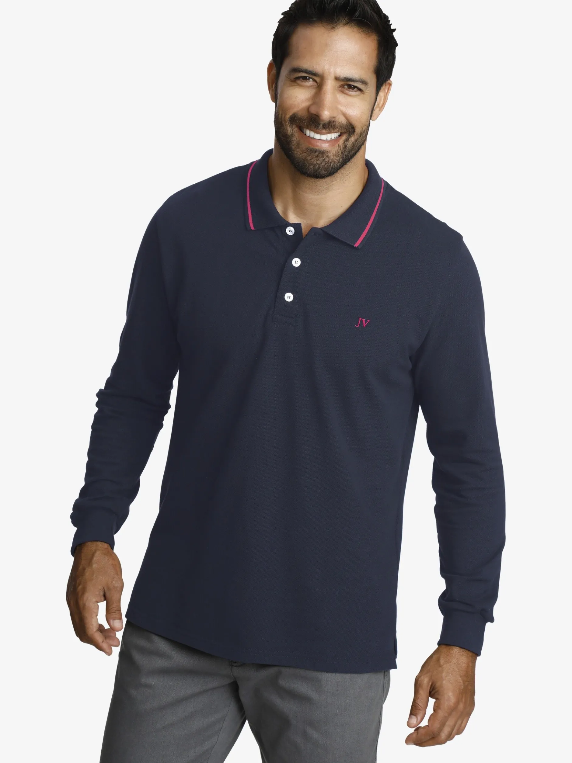 Jan Vanderstorm Herren Langarm-Poloshirt - ELLIS in blau