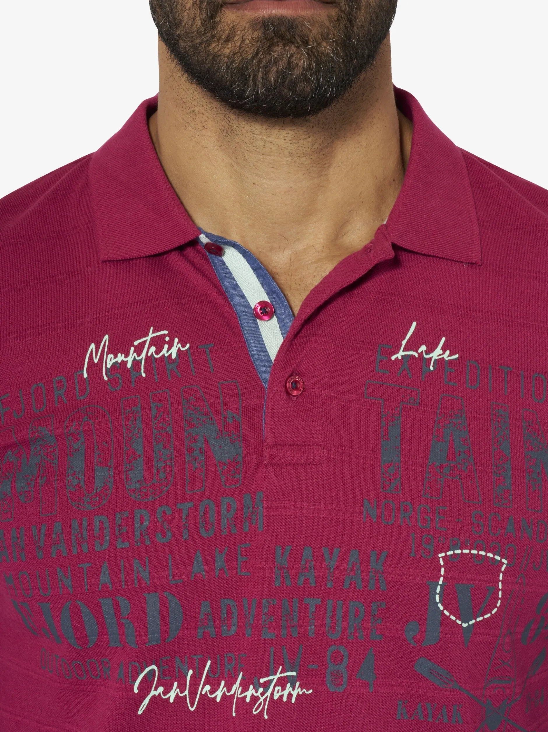 Jan Vanderstorm Herren Langarm-Poloshirt - MAKSE in rot