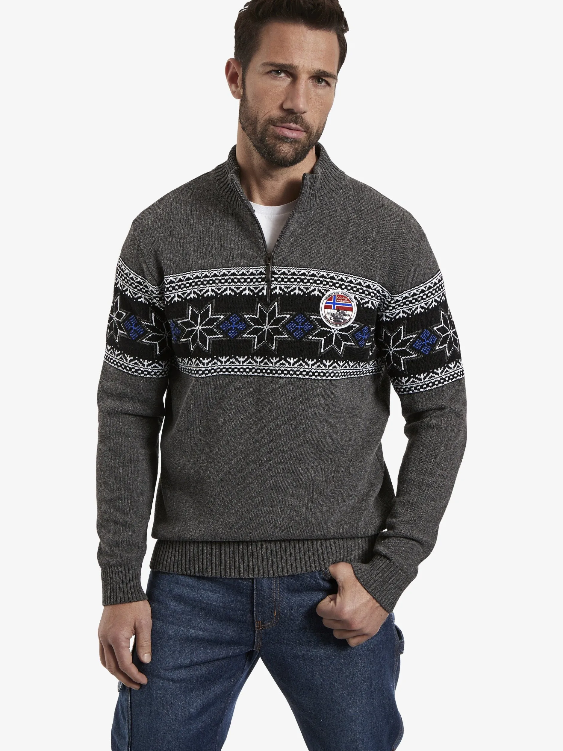Jan Vanderstorm Herren Pullover - EERU in grau