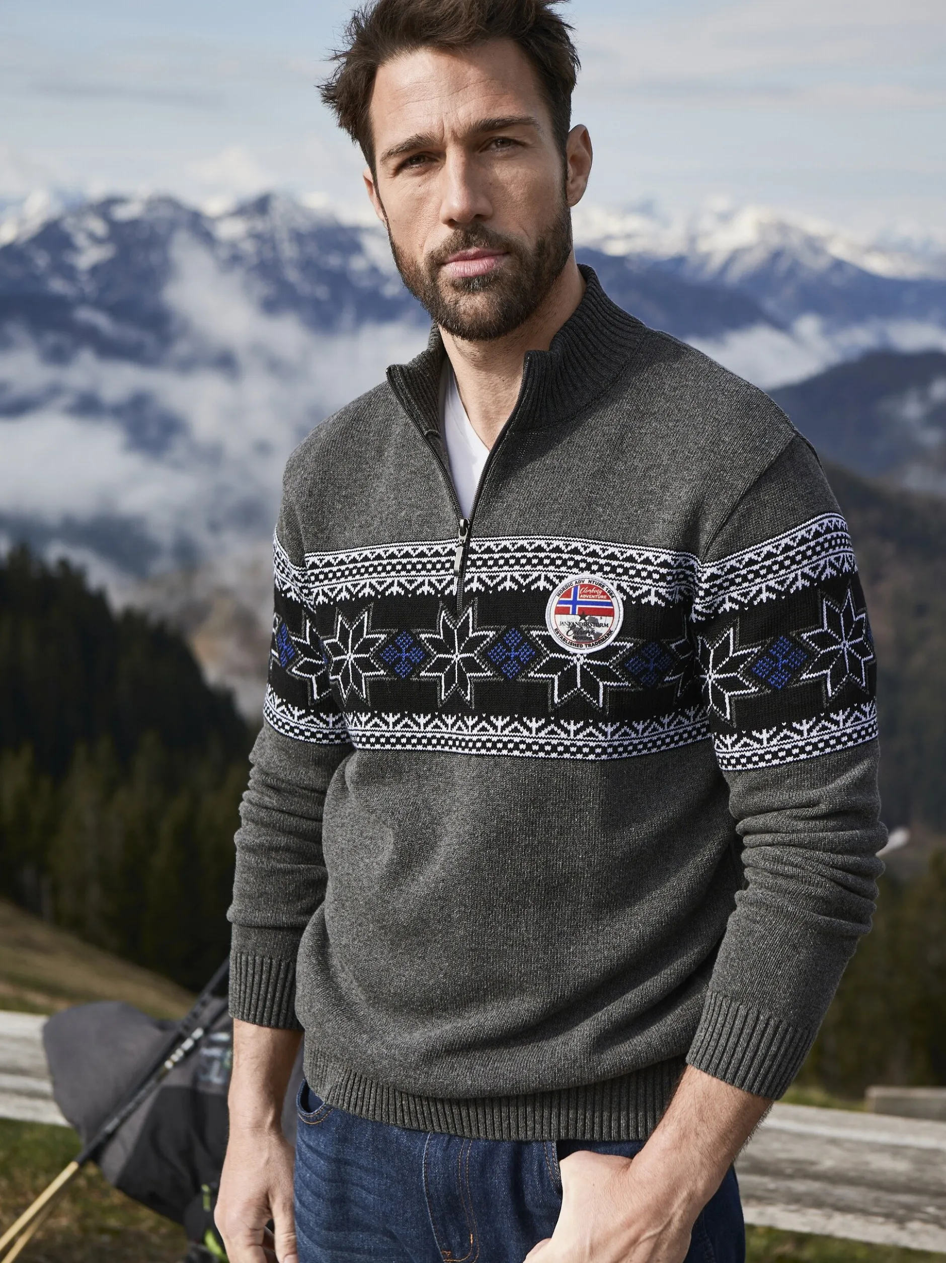 Jan Vanderstorm Herren Pullover - EERU in grau