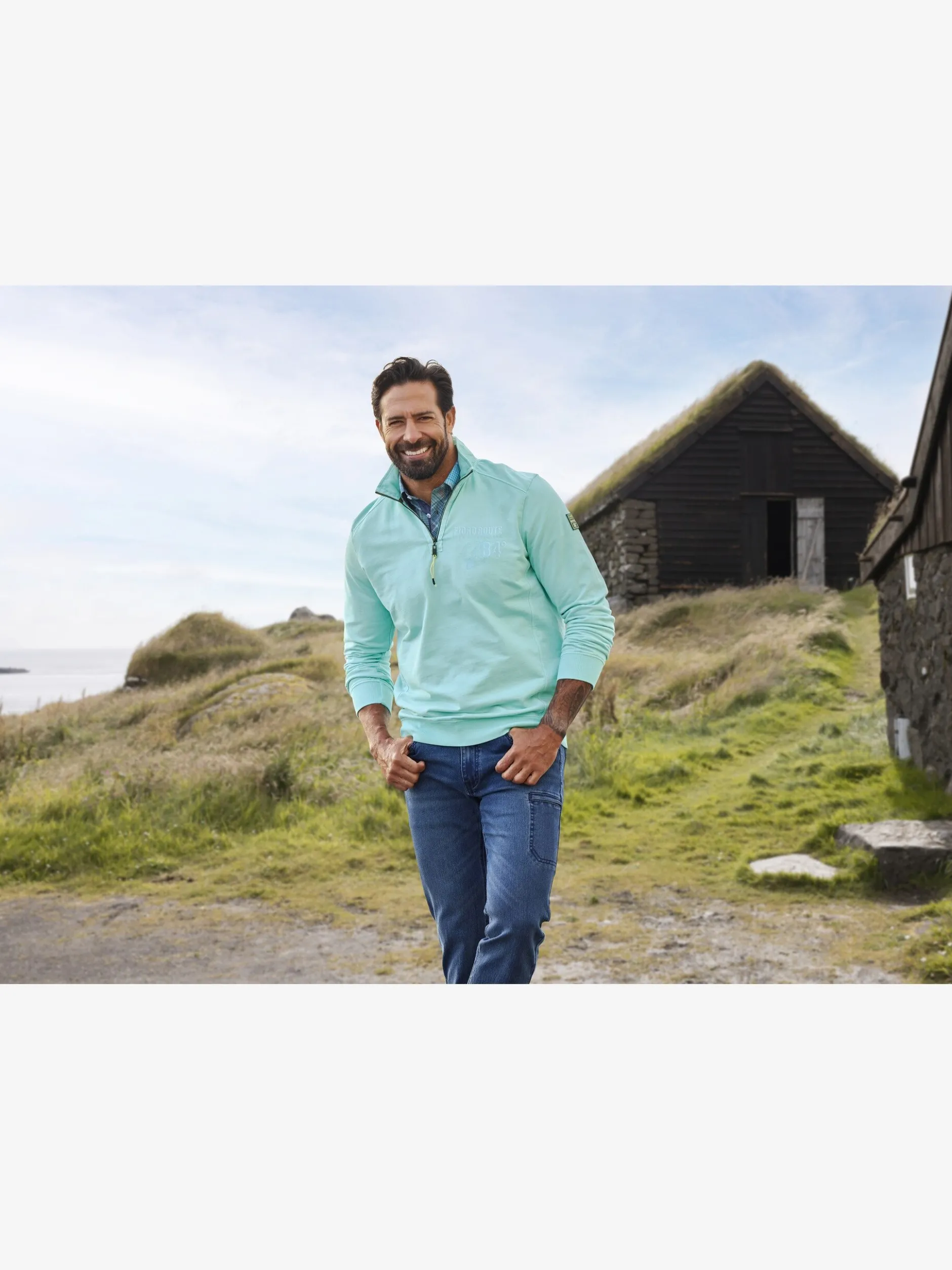 Jan Vanderstorm Herren Sweatshirt - ANSBERT in aqua