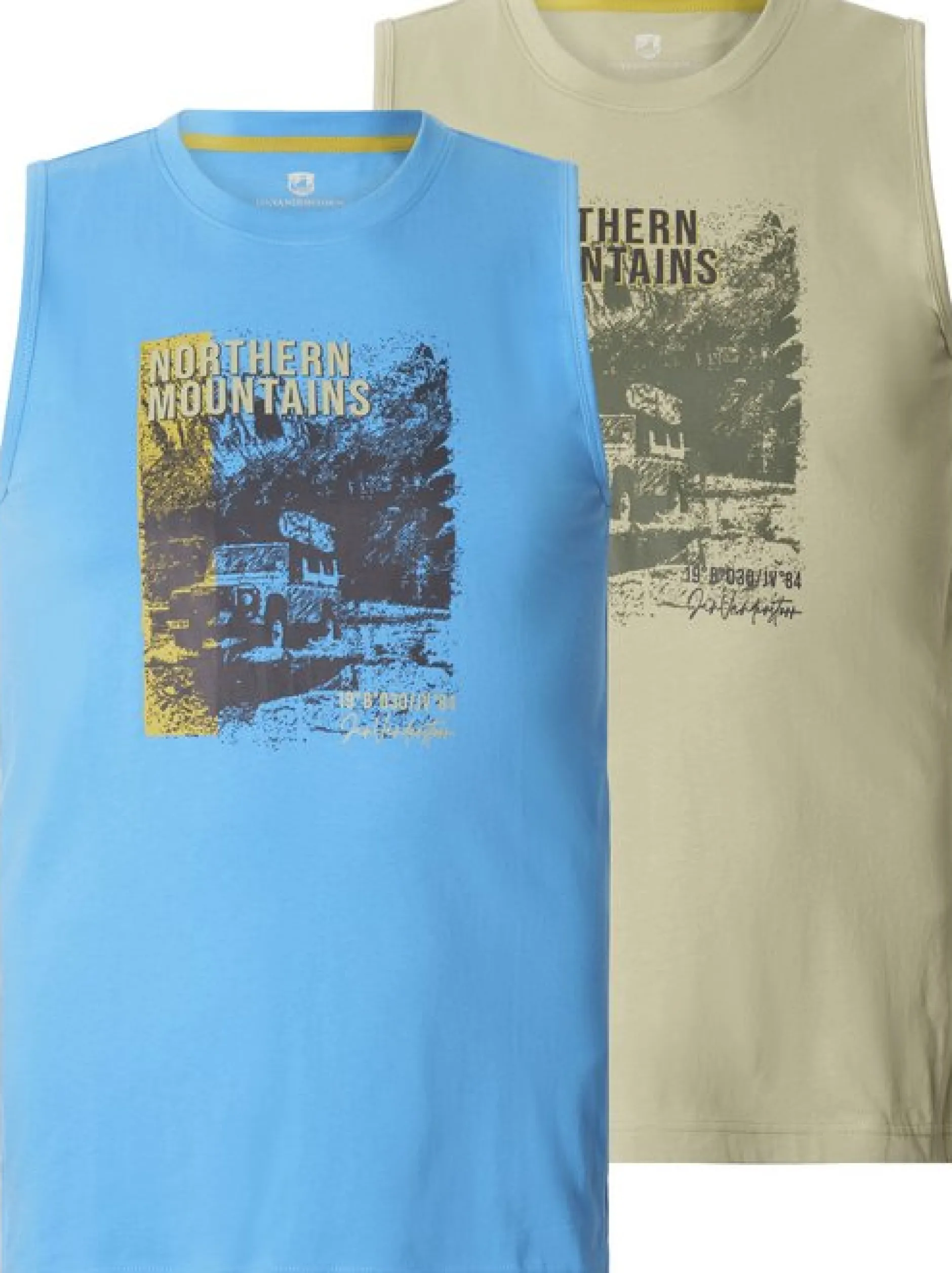 Jan Vanderstorm Herren Tanktops - KEROR im 2er-Pack in oliv blau