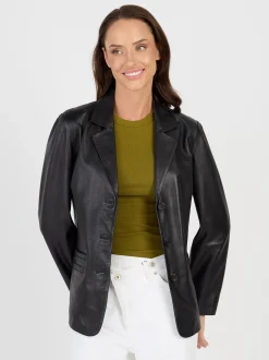 JCC Damen Lederblazer in schwarz