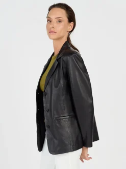 JCC Damen Lederblazer in schwarz