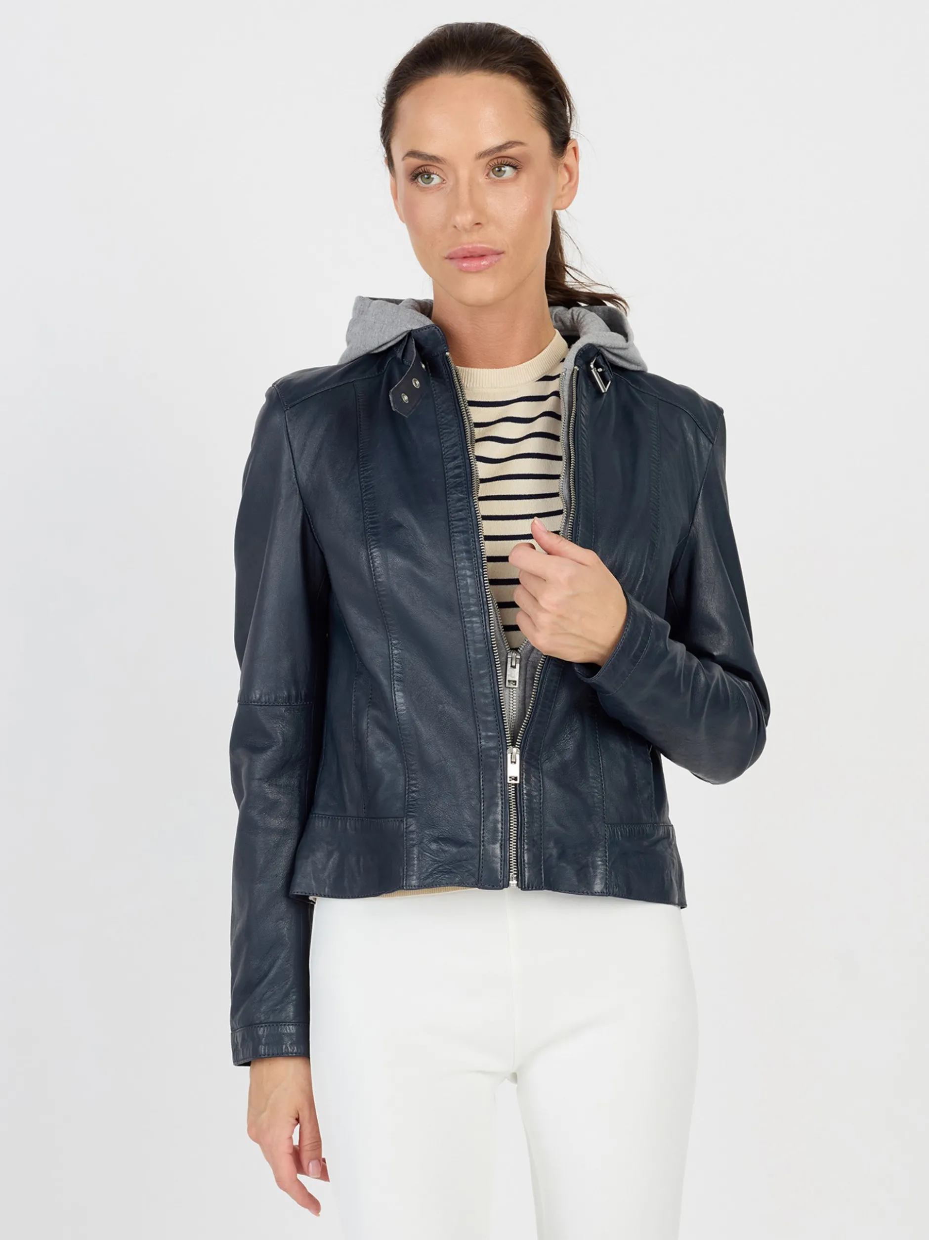 JCC Damen Lederjacke in blau