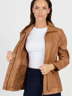JCC Damen Lederjacke in cognac