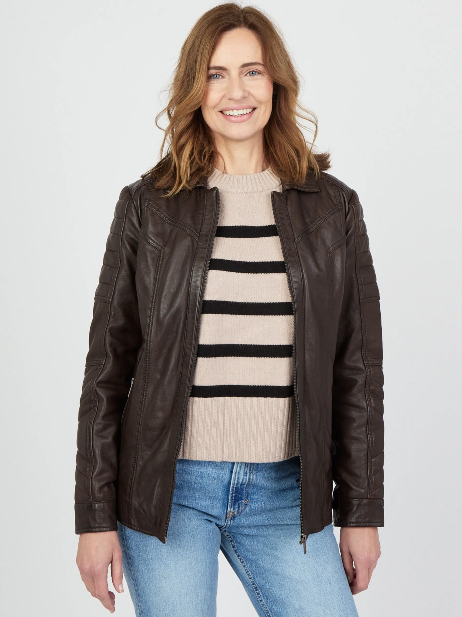 JCC Damen Lederjacke in kastanie