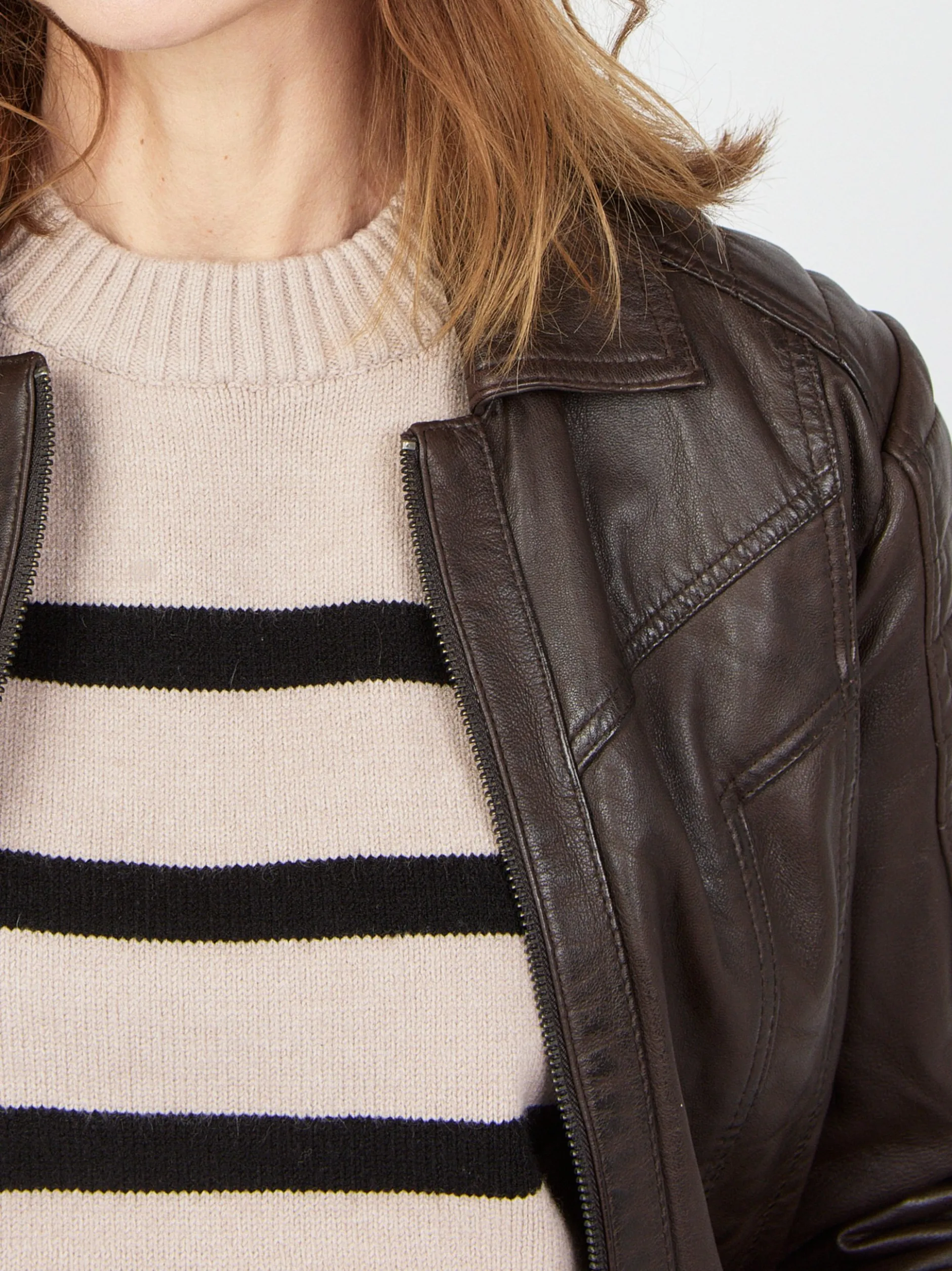 JCC Damen Lederjacke in kastanie