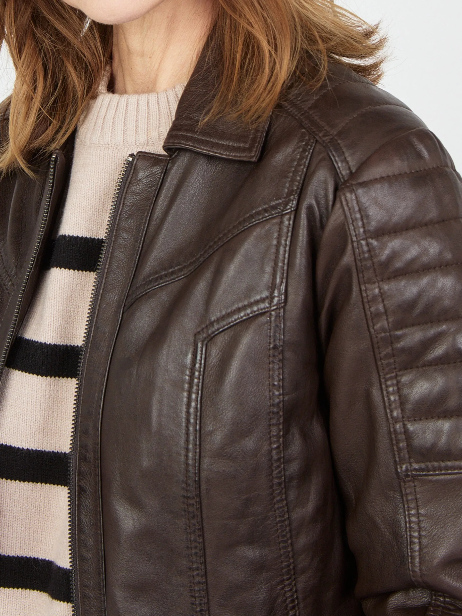 JCC Damen Lederjacke in kastanie