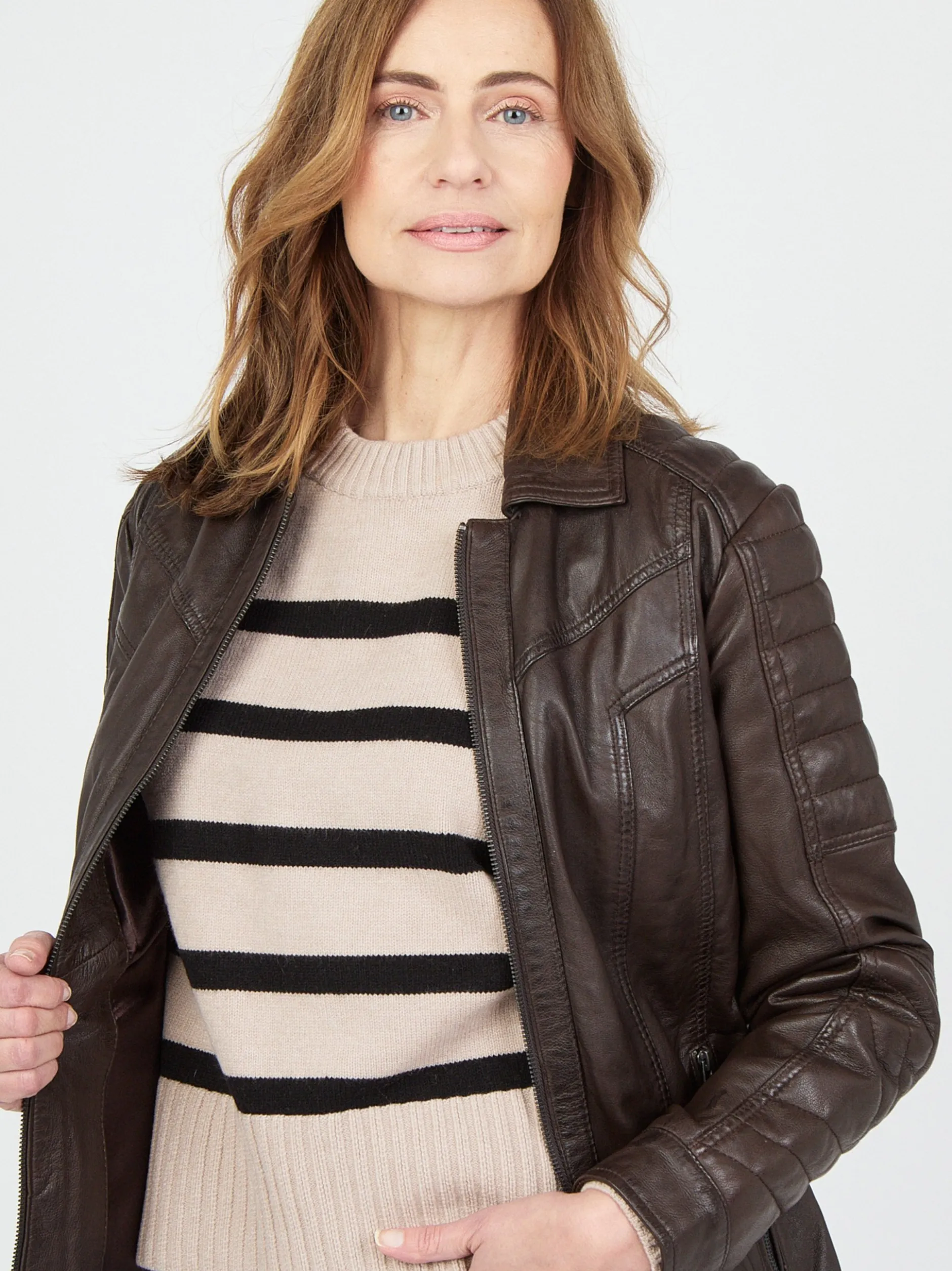 JCC Damen Lederjacke in kastanie
