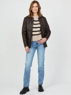 JCC Damen Lederjacke in kastanie