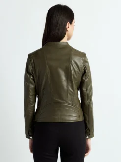JCC Damen Lederjacke in oliv
