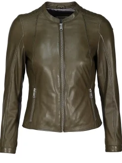 JCC Damen Lederjacke in oliv
