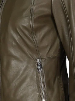 JCC Damen Lederjacke in oliv