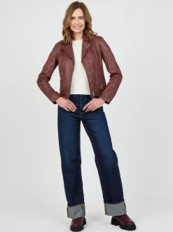 JCC Damen Lederjacke in rot