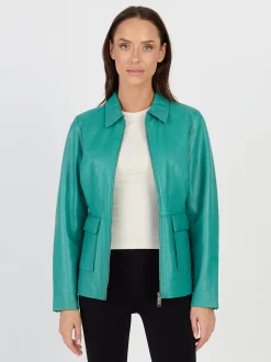 JCC Damen Lederjacke in türkis