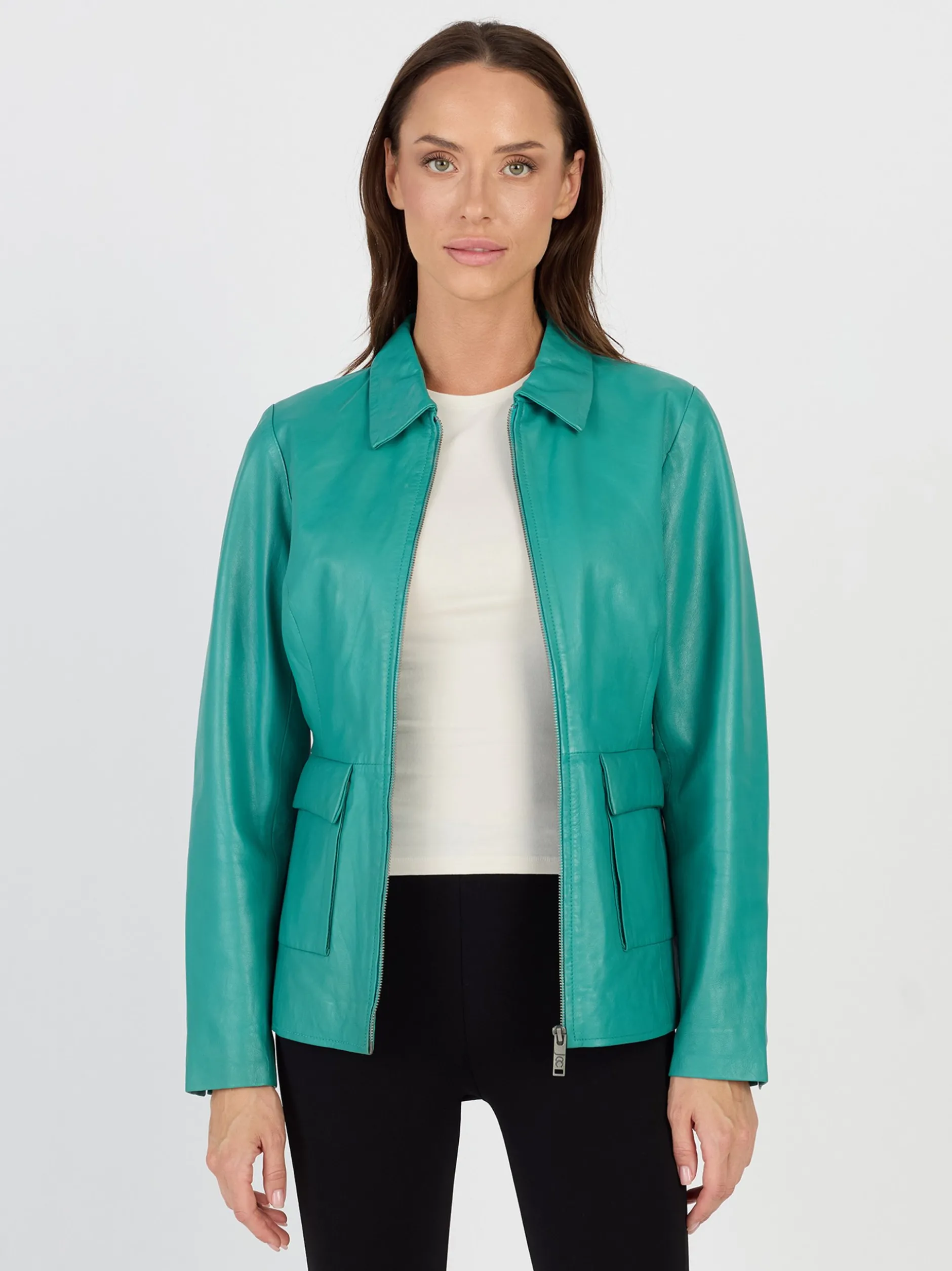 JCC Damen Lederjacke in türkis