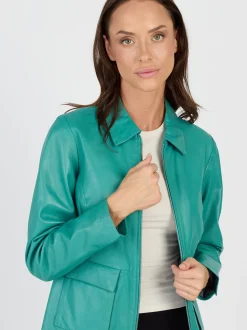 JCC Damen Lederjacke in türkis