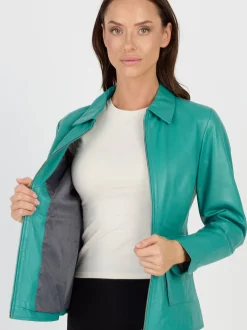 JCC Damen Lederjacke in türkis