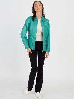 JCC Damen Lederjacke in türkis