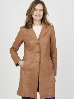 JCC Damen Ledermantel in cognac