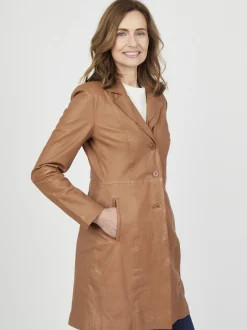 JCC Damen Ledermantel in cognac