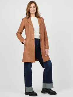 JCC Damen Ledermantel in cognac