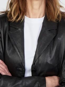 JCC Damen Ledermantel in schwarz