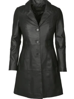 JCC Damen Ledermantel in schwarz