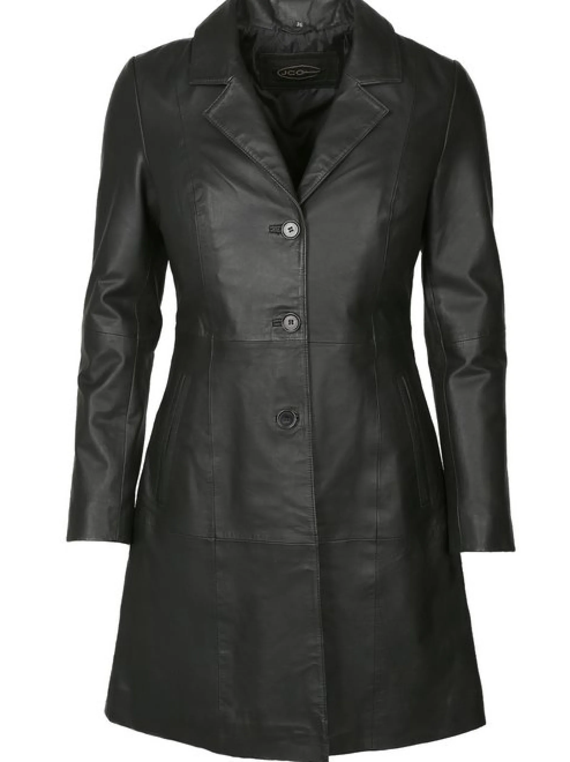 JCC Damen Ledermantel in schwarz