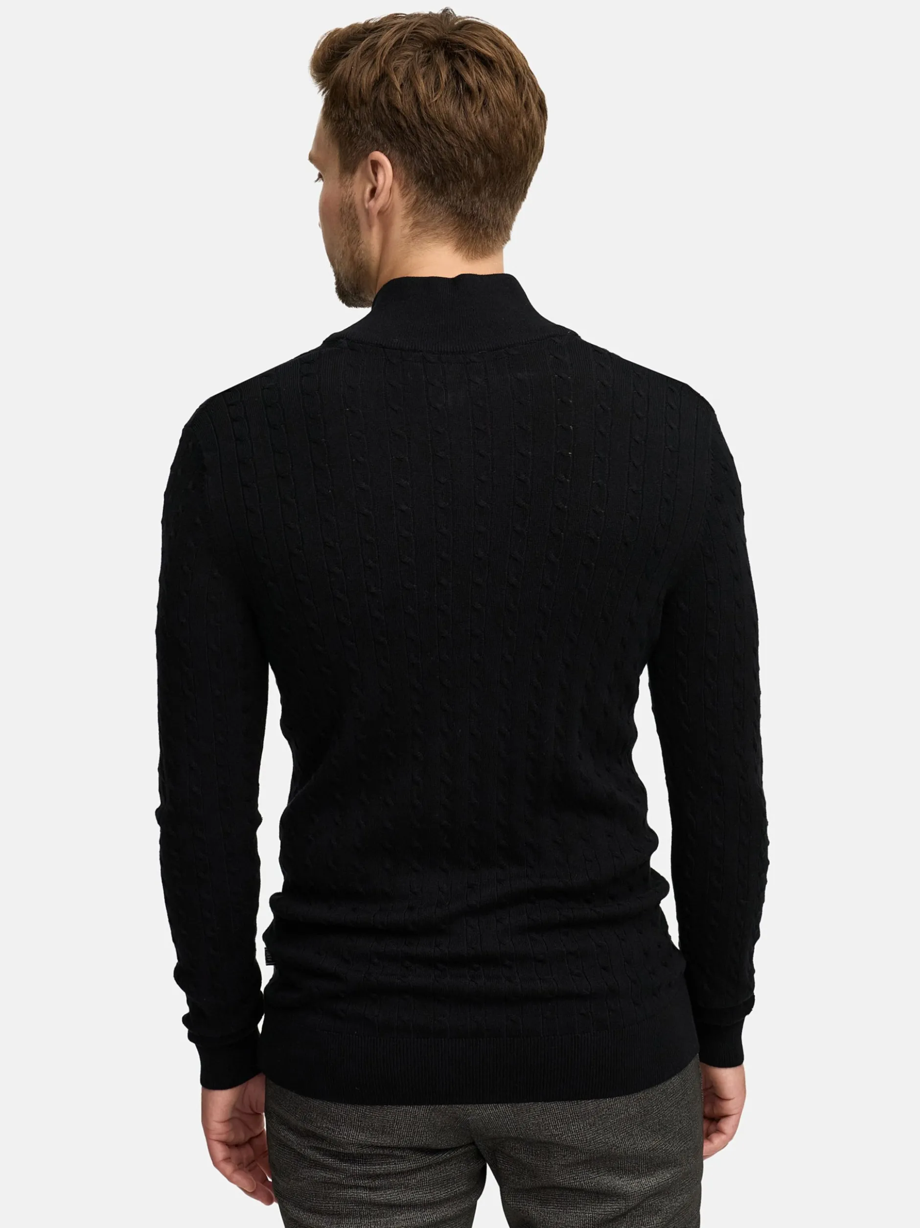 Jeff Herren Strickpullover - JFCamden half zip knit in schwarz