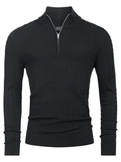 Jeff Herren Strickpullover - JFCamden half zip knit in schwarz