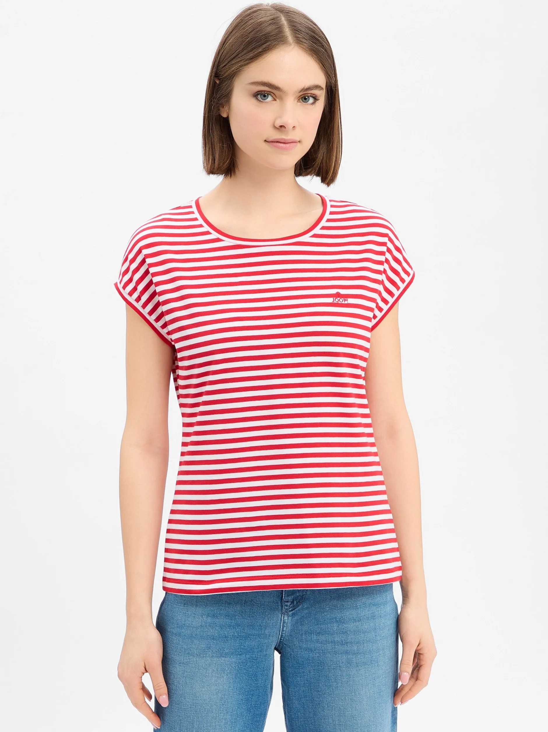JOOP! Damen T-Shirt - Tulia in rot weiß - Ärmel: kurzarm