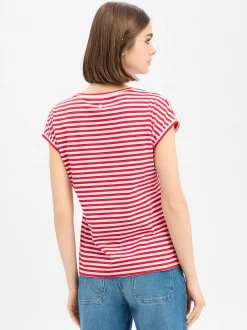 JOOP! Damen T-Shirt - Tulia in rot weiß - Ärmel: kurzarm