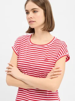 JOOP! Damen T-Shirt - Tulia in rot weiß - Ärmel: kurzarm