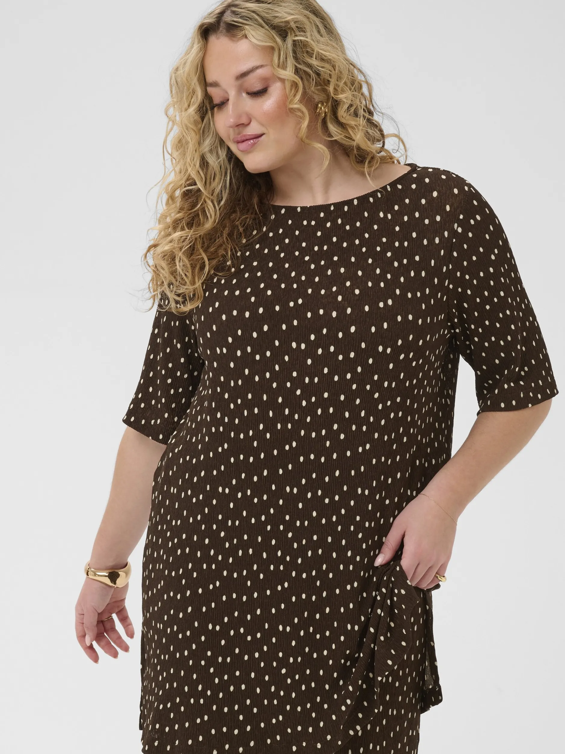 Kaffe Curve Damen T-Shirt KCmyra in braun