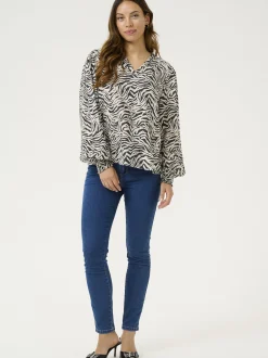 Kaffe Damen Bluse KAjodie in ecru schwarz