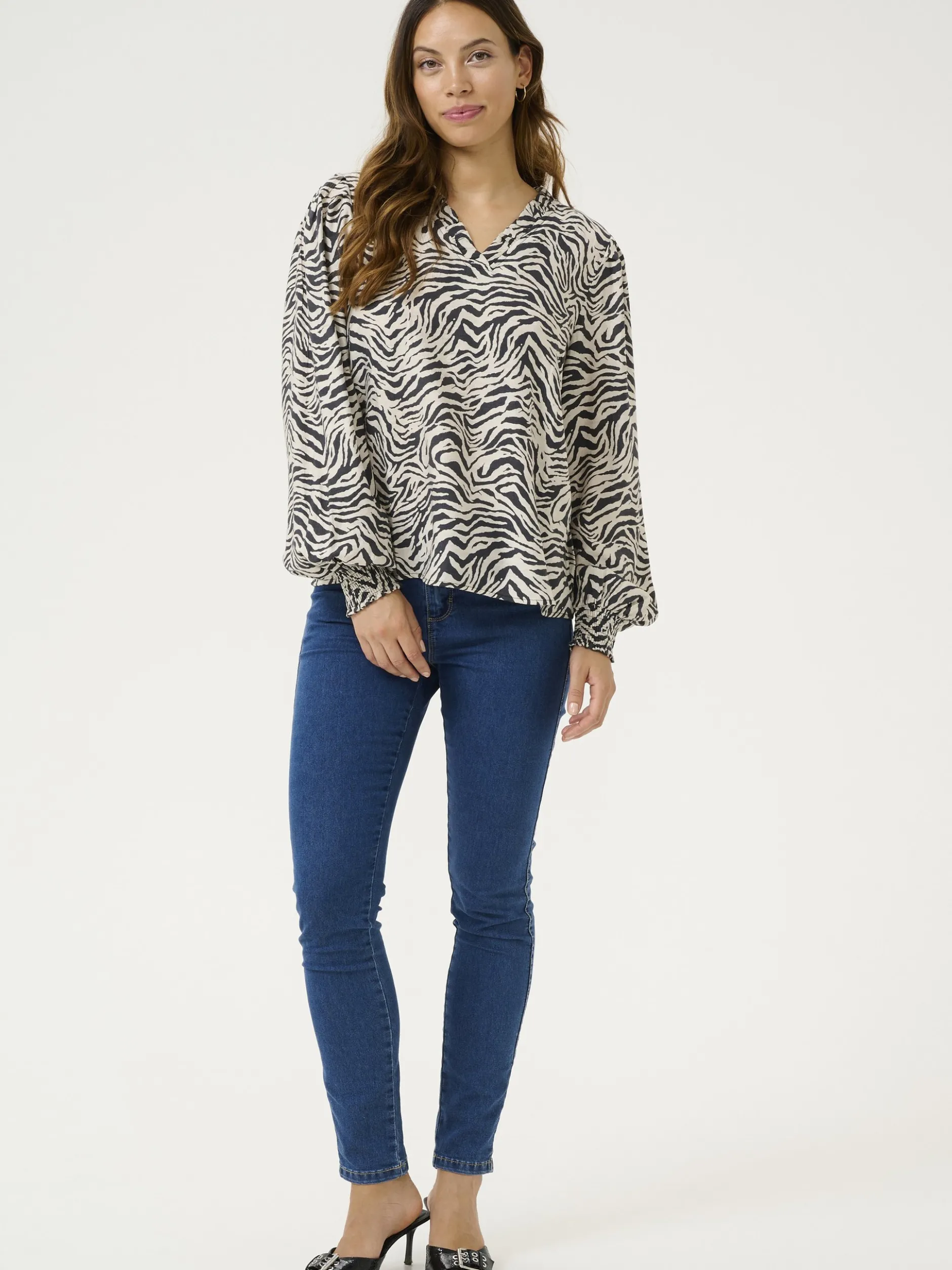 Kaffe Damen Bluse KAjodie in ecru schwarz