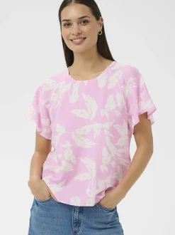Kaffe Damen Bluse KAmarlo in pink weiß