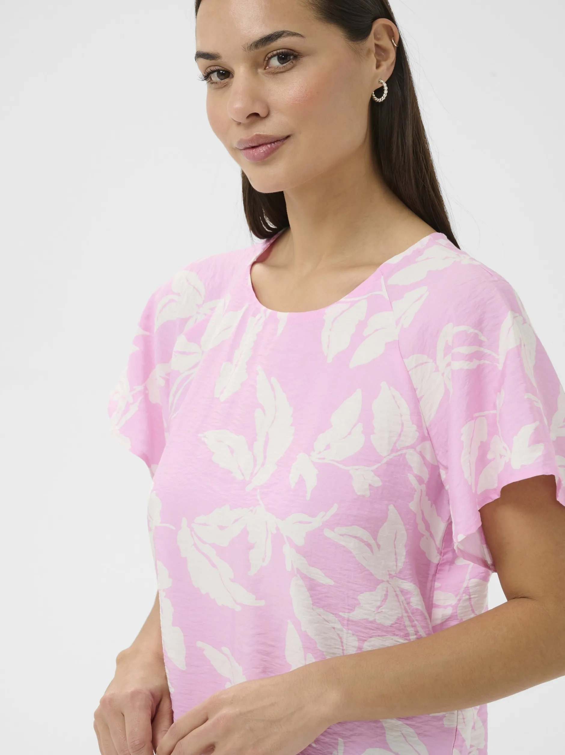 Kaffe Damen Bluse KAmarlo in pink weiß