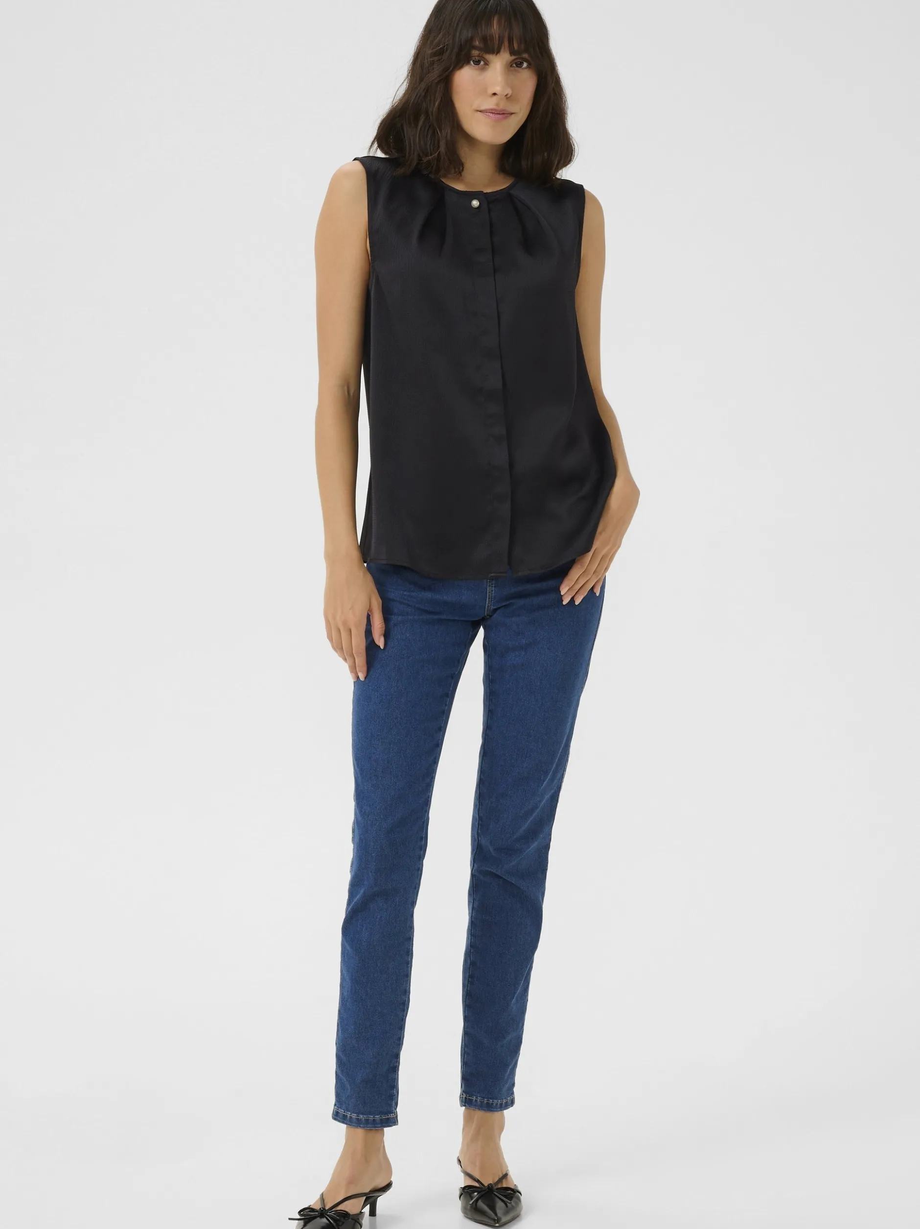 Kaffe Damen Bluse ärmellos KAvera in schwarz