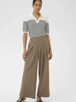 Kaffe Damen Casual Hose KAvictorina Elastische Taille in braun