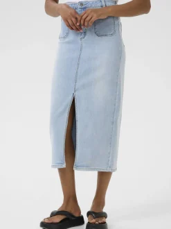 Kaffe Damen Denimrock KAkarla Hohe Taille in light stone denim