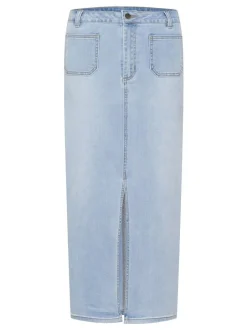 Kaffe Damen Denimrock KAkarla Hohe Taille in light stone denim
