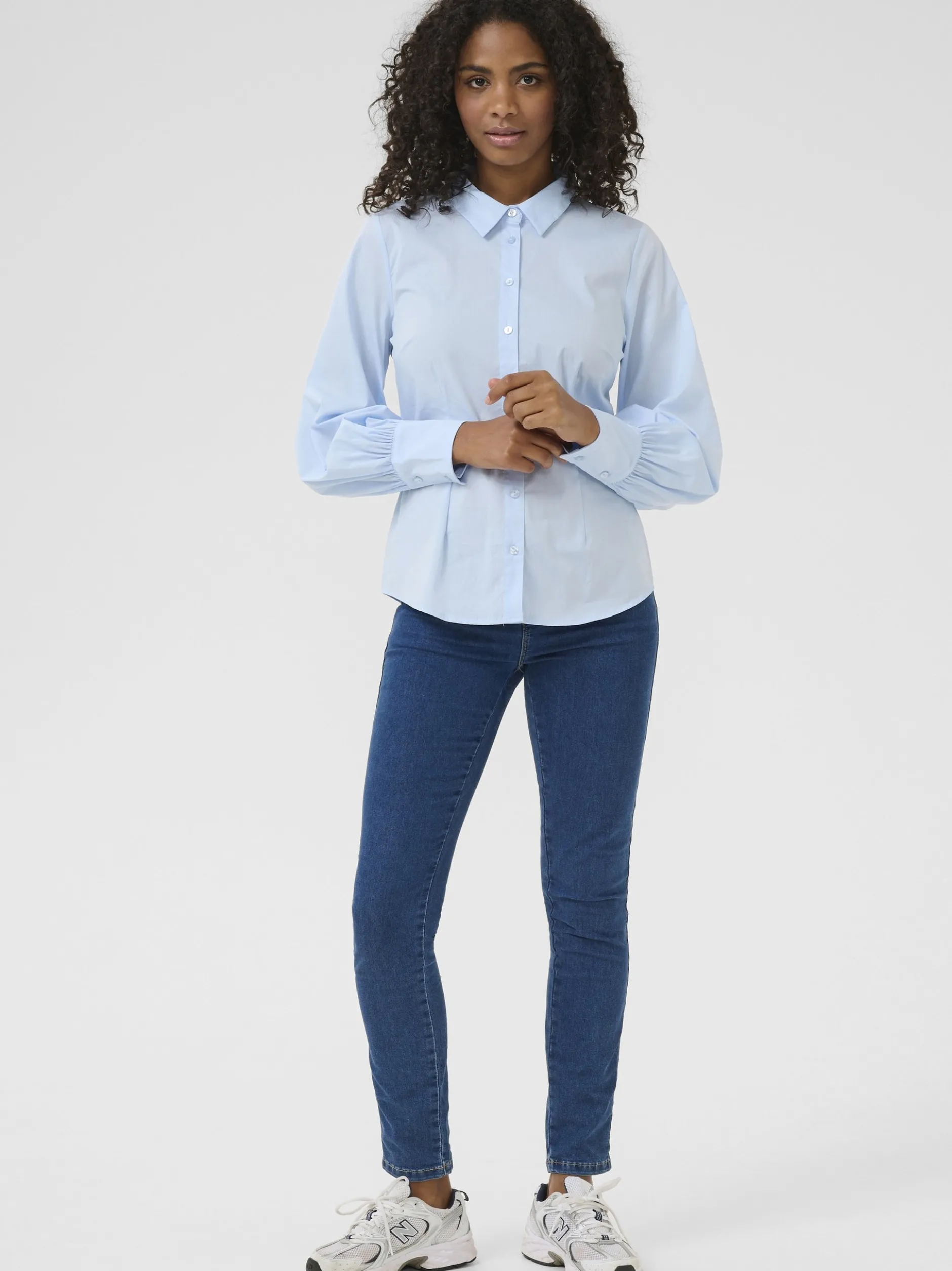 Kaffe Damen Hemdbluse KAnicole in blau